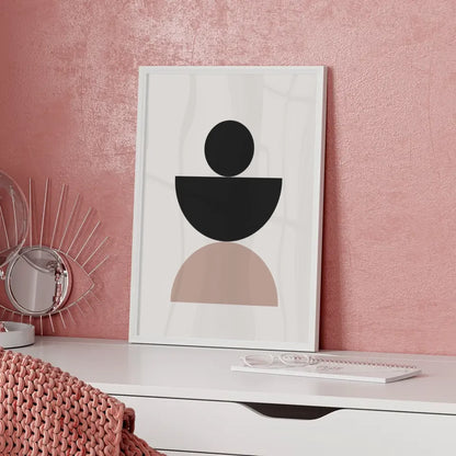 Minimalistisches Poster mit geometrischen Formen in Beige und Schwarz