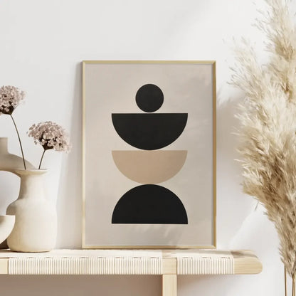 Minimalistisches Poster mit geometrischen Formen in Beige und Schwarz