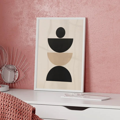 Minimalistisches Poster mit geometrischen Formen in Beige und Schwarz