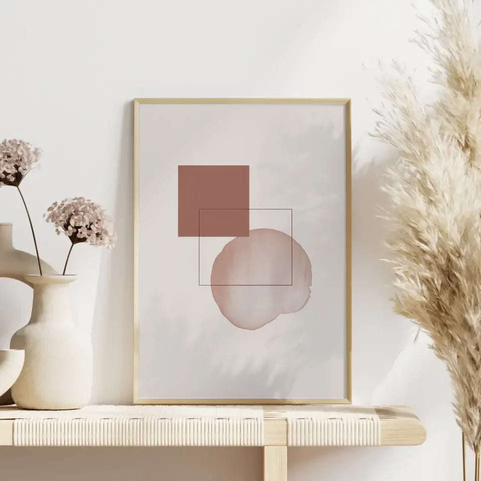 Minimalistisches Poster mit geometrischen Formen in Beige gestalten