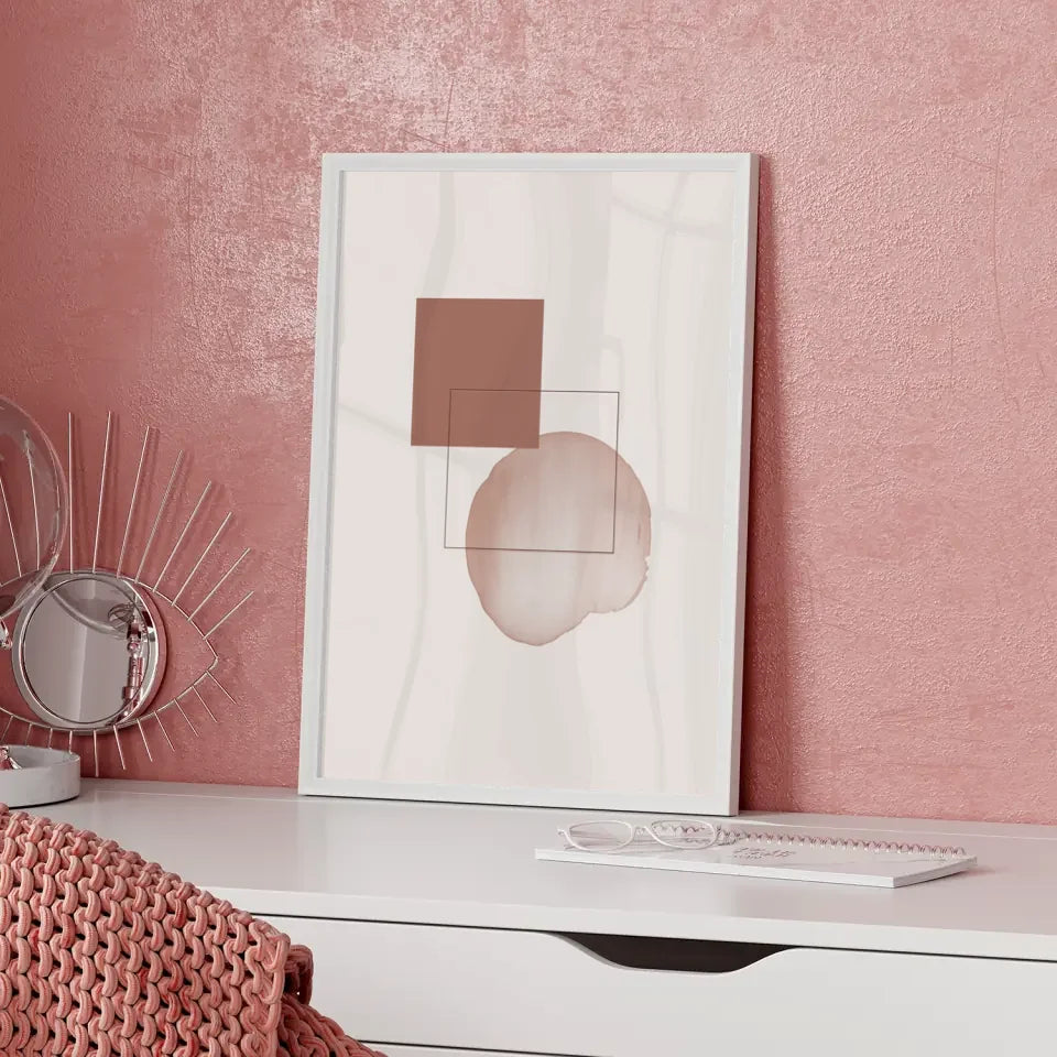 Minimalistisches Poster mit geometrischen Formen in Beige gestalten