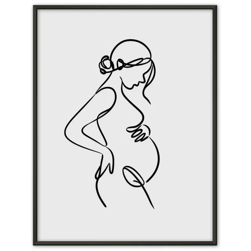 Minimalistischer Poster einer schwangeren Frau im Seitenprofil