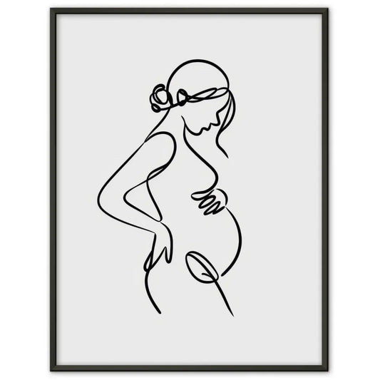 Minimalistischer Poster einer schwangeren Frau im Seitenprofil