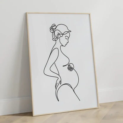 Minimalistischer Poster einer schwangeren Frau im Seitenprofil