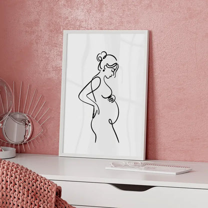 Minimalistisches Poster schwangere Frau Einzelstrichzeichnung 30x40 cm