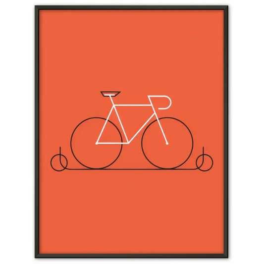 Minimalistisches Fahrrad Poster mit orangefarbenem Hintergrund kaufen