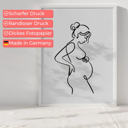 Minimalistisches Poster schwangere Frau Einzelstrichzeichnung 30x40 cm