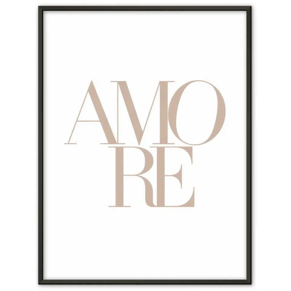 Minimalistisches AMORE Poster in Beige Hellbraun für jeden Raum