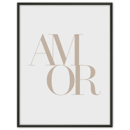 Minimalistisches Poster AMOR in Beige und Weiß für modernes Design