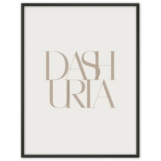 Poster mit dem Wort DASHURIA in minimalistischer Eleganz und Farbenpracht