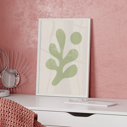 Minimalistisches Poster mit abstrakter Form in hellem Grün