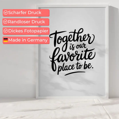 Minimalistischer Poster mit handgeschriebenem Text Gemeinsam ist unser Lieblingsort