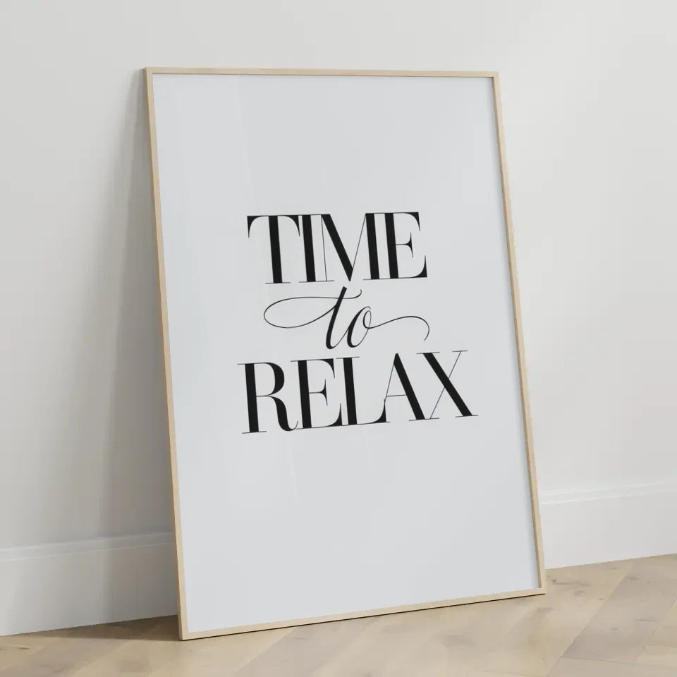 Minimalistisches Poster TIME TO RELAX für Ruhe und Entspannung