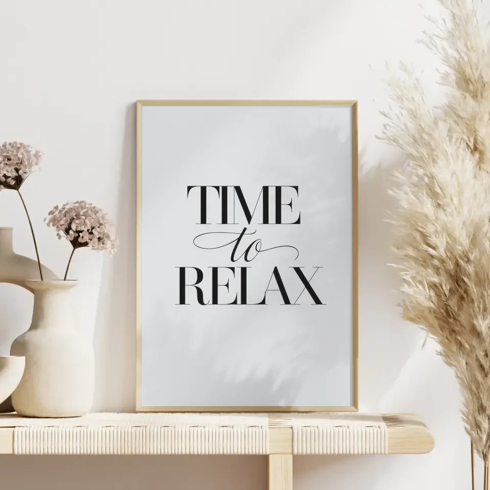 Minimalistisches Poster TIME TO RELAX für Ruhe und Entspannung