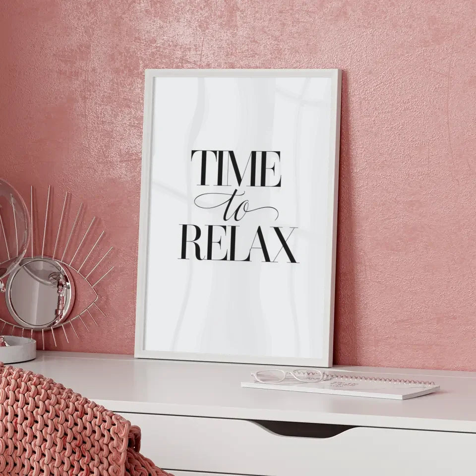 Minimalistisches Poster TIME TO RELAX für Ruhe und Entspannung