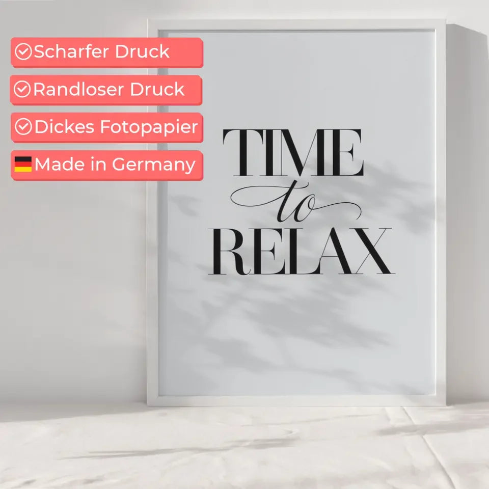 Minimalistisches Poster TIME TO RELAX für Ruhe und Entspannung