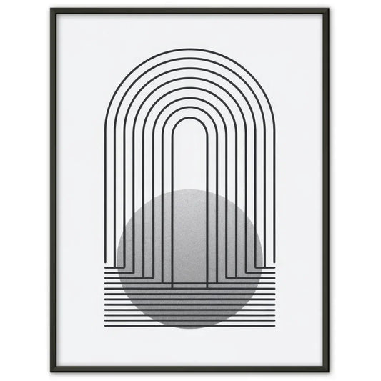 Minimalistisches Poster mit Linien und kreisförmigem Design in grau