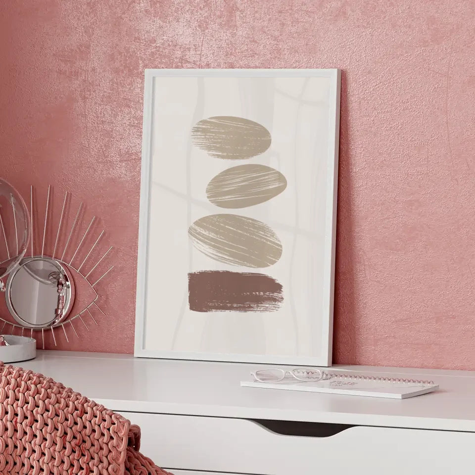 Minimalistisches Poster mit abstrakten Formen in braun und beige kaufen