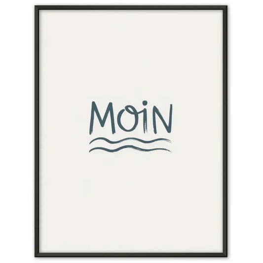 Minimalistisches Moin Poster mit Wellenmuster in Blau und Weiß