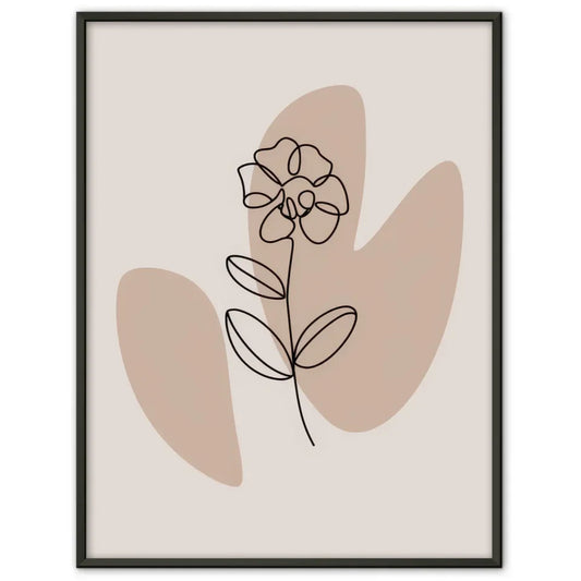 Minimalistisches Poster einer Blume mit einer Linie im Beigeton
