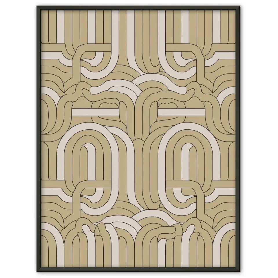 Moderner Poster mit geometrischem Muster in Beige und Weiß