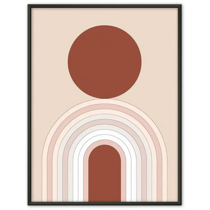 Minimalistisches Poster mit kreisförmigen Elementen in Beige and Rot