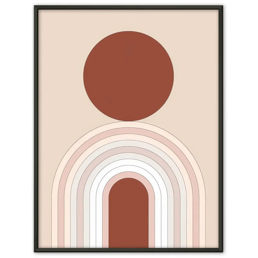 Minimalistisches Poster mit kreisförmigen Elementen in Beige and Rot