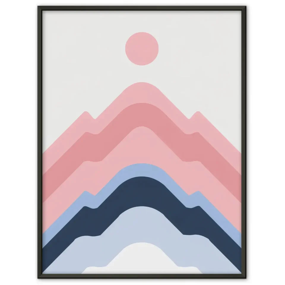 Minimalistisches Poster mit Berglandschaft in Pastellfarben kaufen