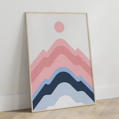 Minimalistisches Poster mit Berglandschaft in Pastellfarben kaufen