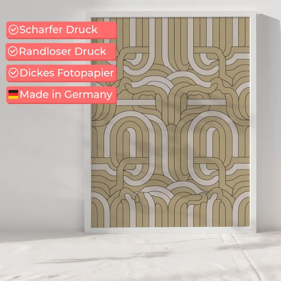 Moderner Poster mit geometrischem Muster in Beige und Weiß