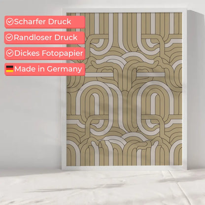 Moderner Poster mit geometrischem Muster in Beige und Weiß