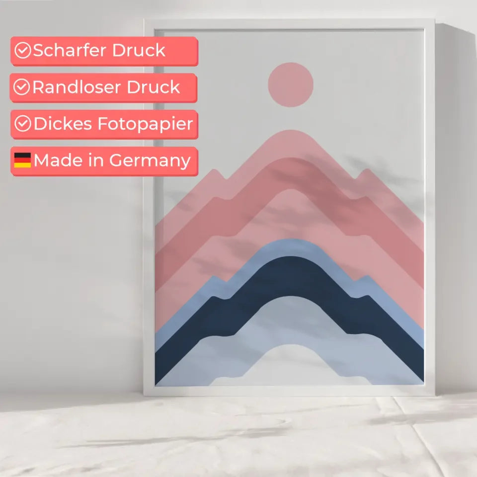 Minimalistisches Poster mit Berglandschaft in Pastellfarben kaufen