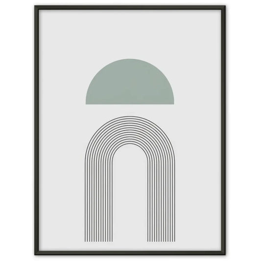Minimalistischer Poster mit grüner Form und schwarzen Linien für dein Zuhause