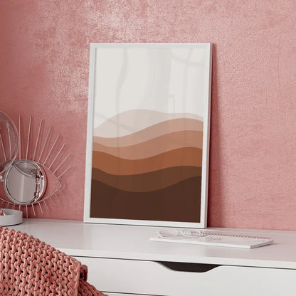 Minimalistisches Poster mit geschichteten Streifen in Brauntönen