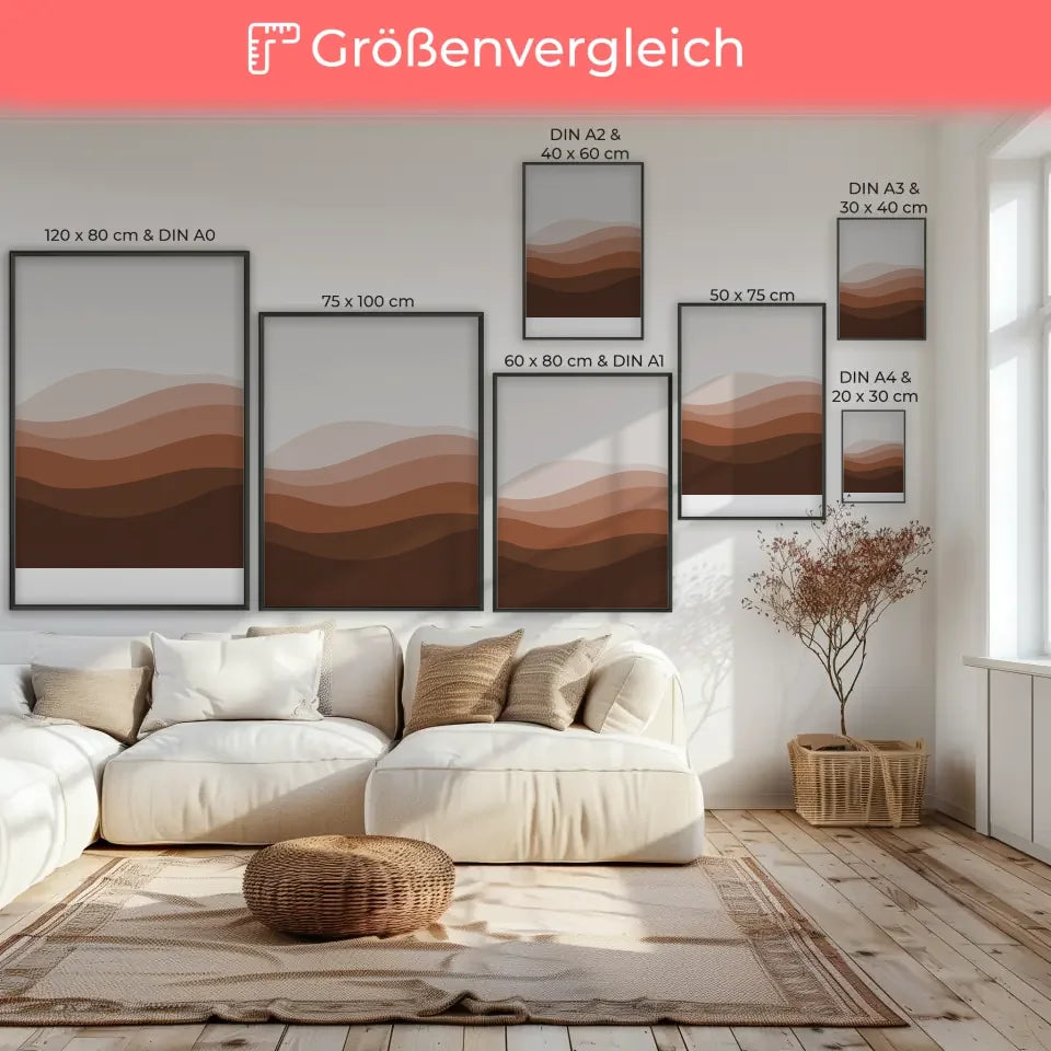 Minimalistisches Poster mit geschichteten Streifen in Brauntönen