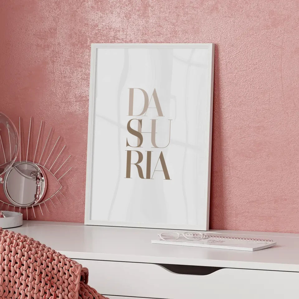 Poster mit minimalistischer Illustration von DASHURIA Liebe in Beige