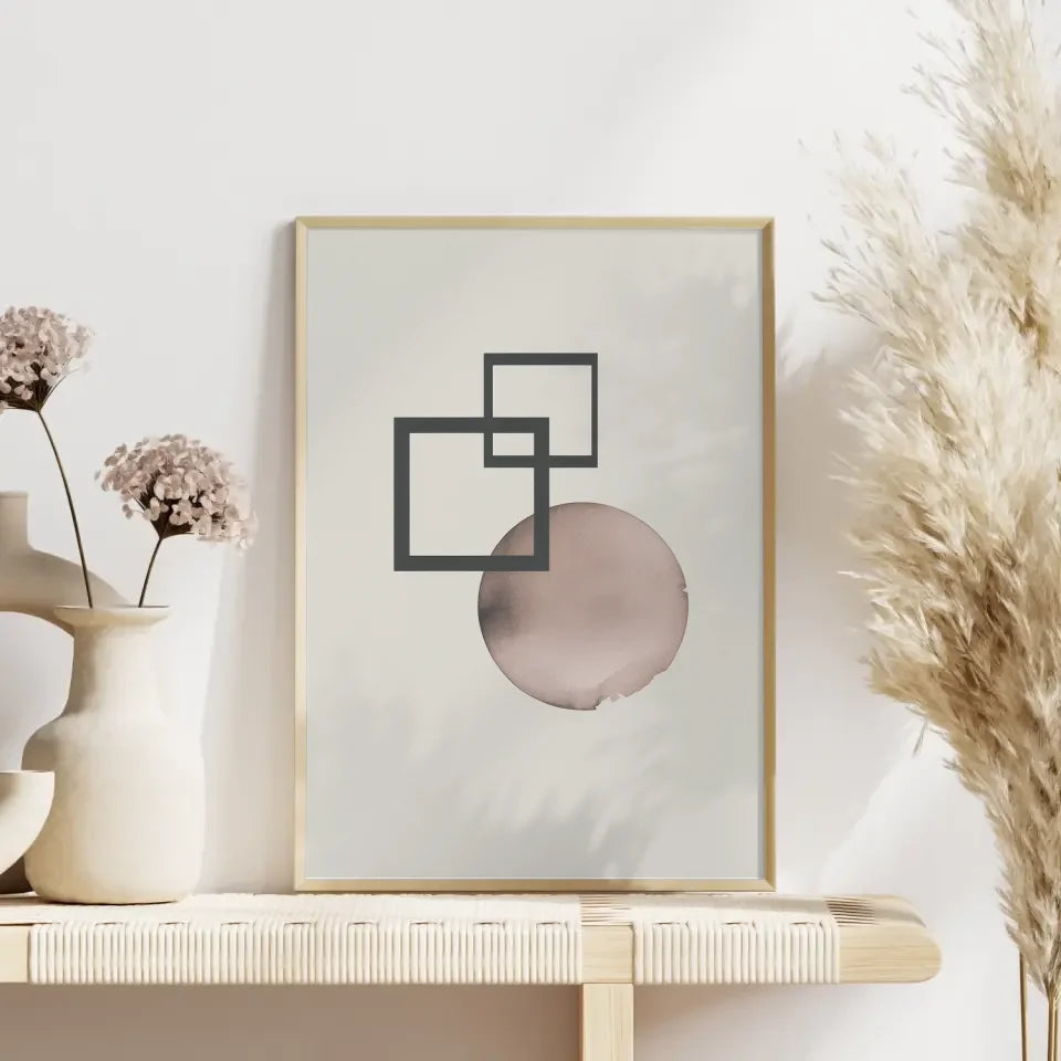 Geometrisches Poster in minimalistischem Stil mit sanften Farben