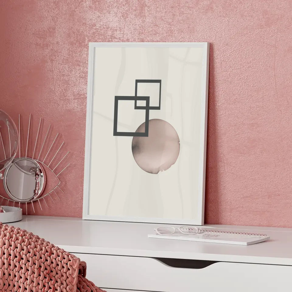 Geometrisches Poster in minimalistischem Stil mit sanften Farben