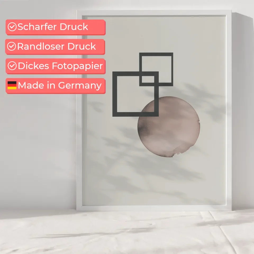 Geometrisches Poster in minimalistischem Stil mit sanften Farben