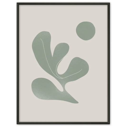 Minimalistische Poster mit abstrakter Blattillusion in hellgrün
