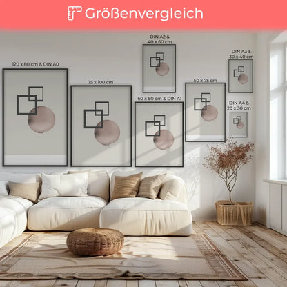 Geometrisches Poster in minimalistischem Stil mit sanften Farben