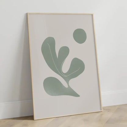 Minimalistische Poster mit abstrakter Blattillusion in hellgrün