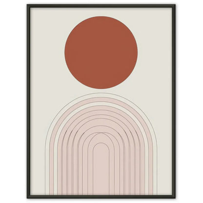 Minimalistisches Poster mit braun-rotem Element und beige Hintergrund