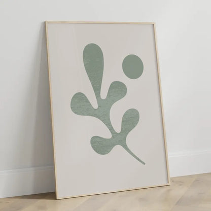 Minimalistische Poster mit abstrakter Blattillusion in hellgrün