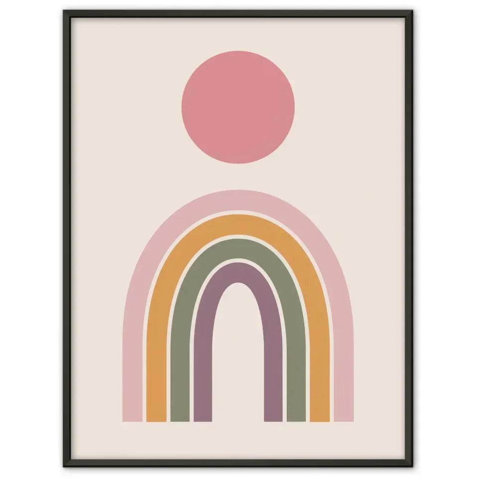 Bunter Regenbogen Poster mit minimalistischem Design in Beige Hintergrund