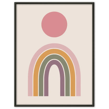 Bunter Regenbogen Poster mit minimalistischem Design in Beige Hintergrund