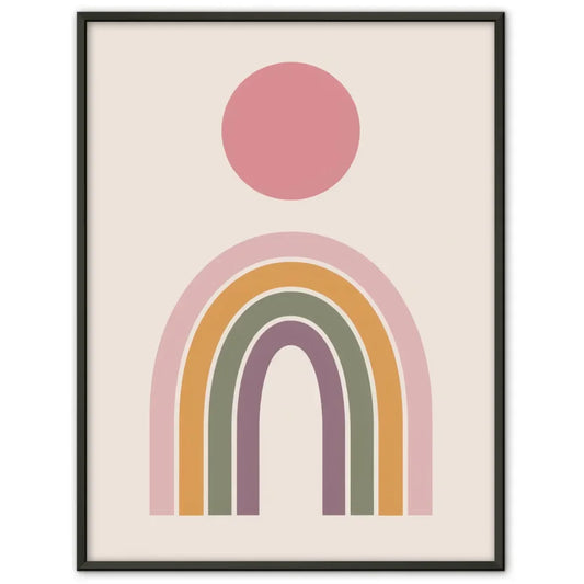 Bunter Regenbogen Poster mit minimalistischem Design in Beige Hintergrund