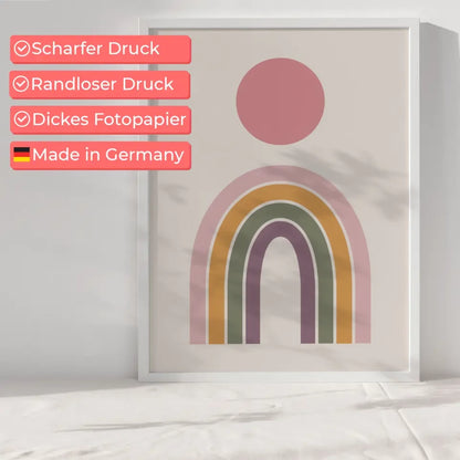 Bunter Regenbogen Poster mit minimalistischem Design in Beige Hintergrund