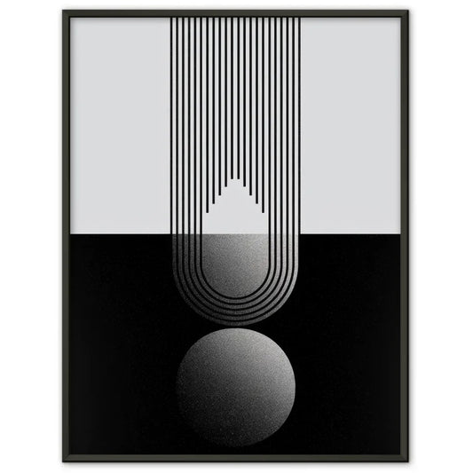 Minimalistische Poster mit geometrischer Illustration in Schwarz und Grau
