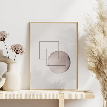 Minimalistisches Poster mit geometrischen Formen in sanften Farbtönen
